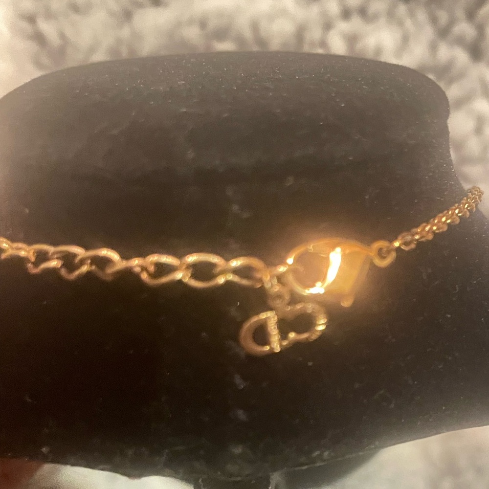 Stunning Vintage Christian Dior Gold Plated Logo Crystal Necklace. Preowned . - Picture 8 of 10
